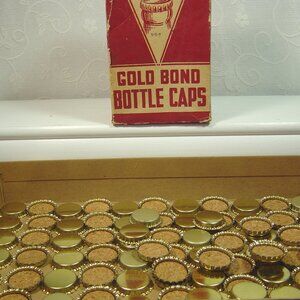 90 Vintage Gold Bond cork lined bottle caps-unused